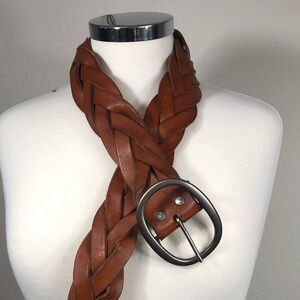 American Eagle Outfitters Wide Braided Brown Leather Belt Boho